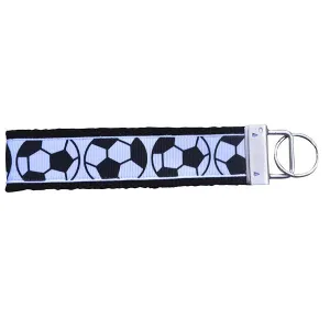 Girls Soccer Wristlet Keychain - Black