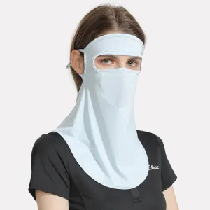 GOLOVEJOY Summer Ice Silk Sunscreen Face Shield  Ladies Outdoor Neck Protection Veil(Blue)