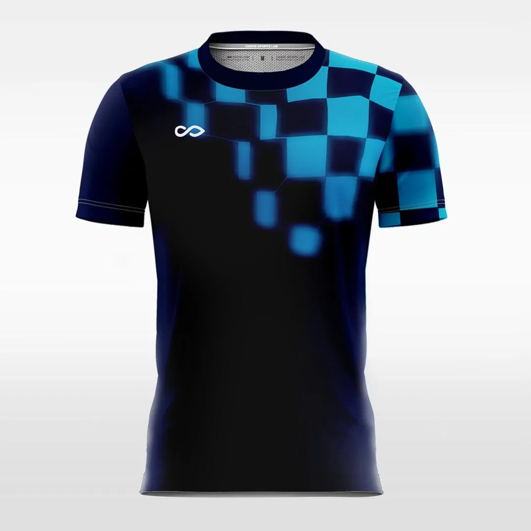 Gradient Plaid - Custom Kids Soccer Jersey Design Black Blue