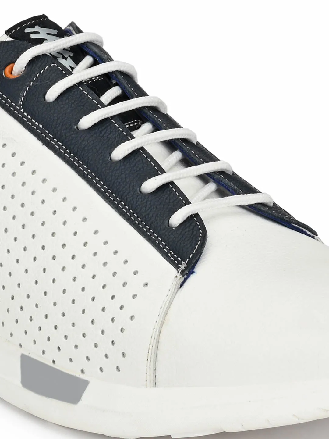 HITZ206 Men's White Leather Casual Lace-Up Shoes