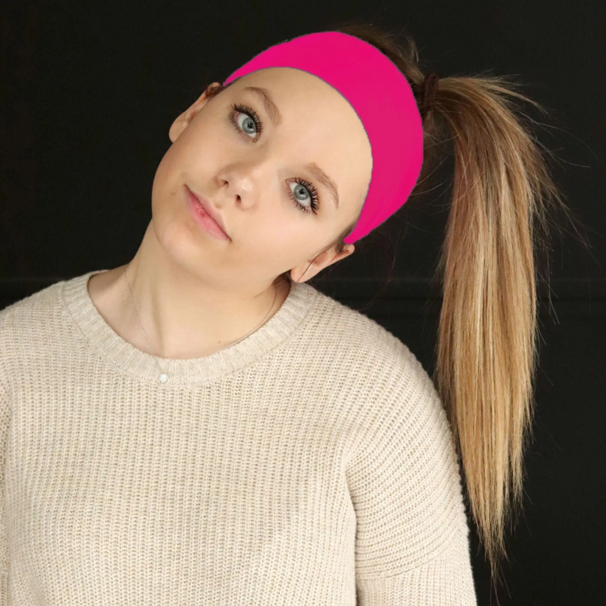 Hot Pink Wide Headbands - 12 Pack