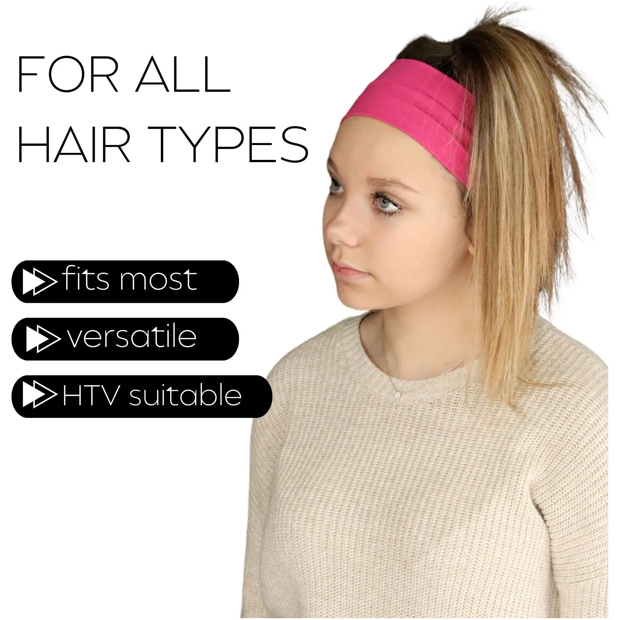 Hot Pink Wide Headbands - 12 Pack