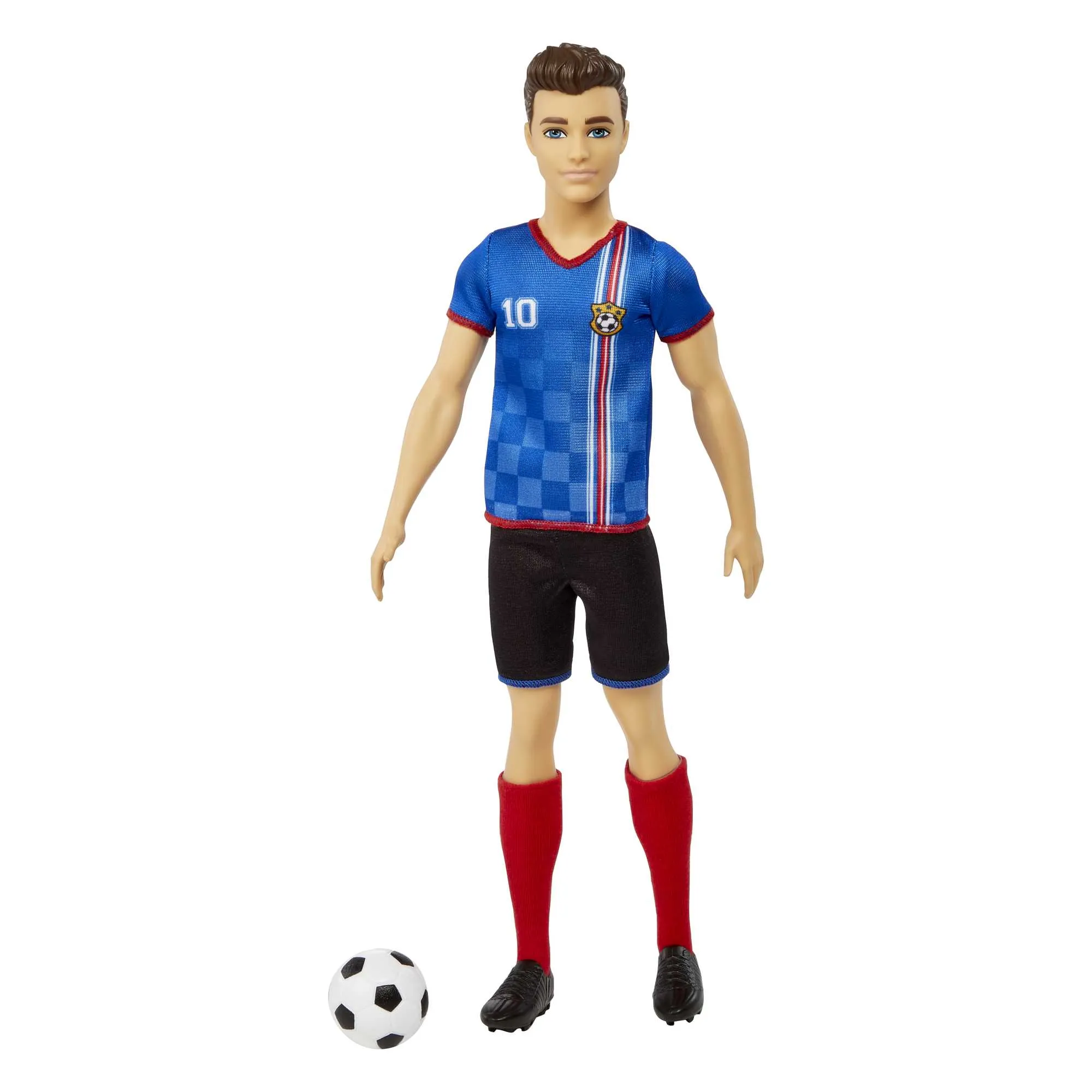 Ken Soccer Doll, Cropped Hair, #10 Uniform, Soccer Ball, Cleats, Socks, 3 & Up