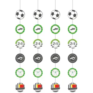 Kicker Party Hanging String Soccer Decorations - 4 Pkt