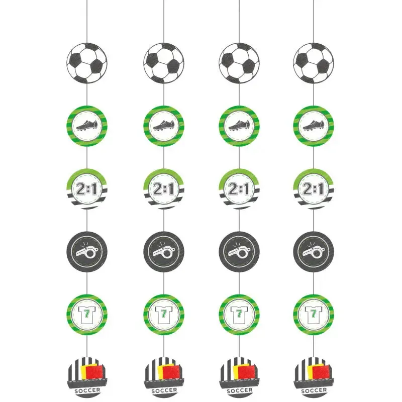 Kicker Party Hanging String Soccer Decorations - 4 Pkt