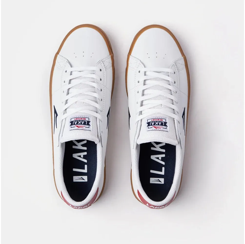 Lakai Shoes Newport  - White/Gum Leather