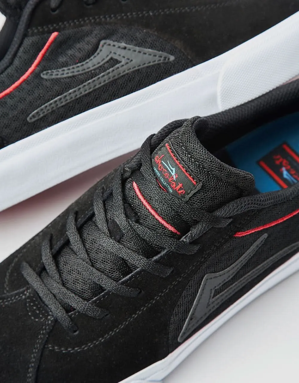 Lakai x Chocolate Flaco II Skate Shoes - Black/Red Suede