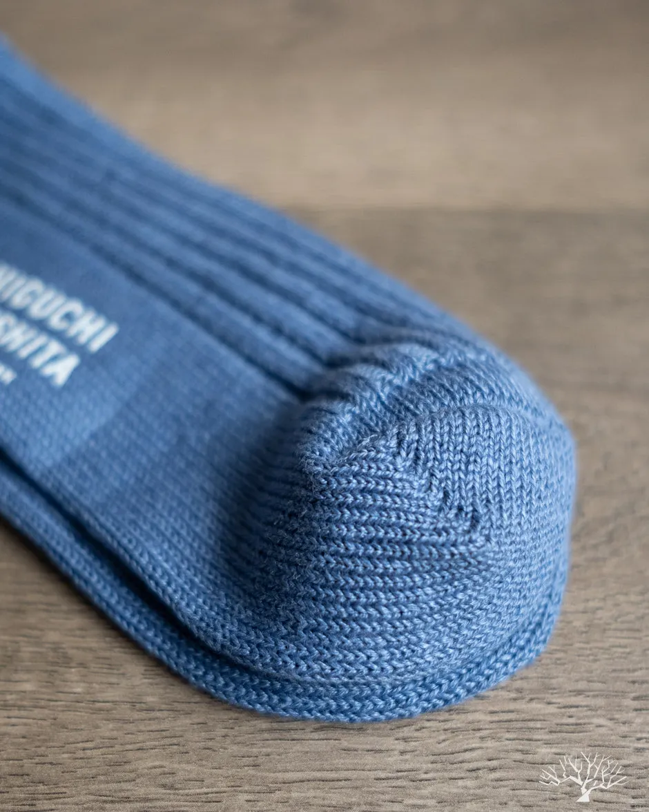 Linen Ribbed Sock - Blue