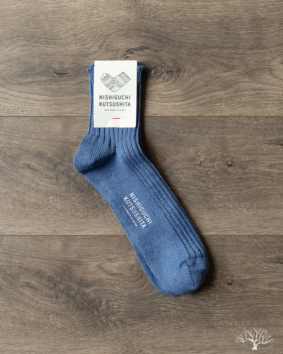 Linen Ribbed Sock - Blue