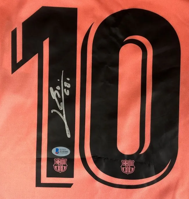 Lionel Messi Signed Barcelona Nike Soccer Jersey BAS E16589