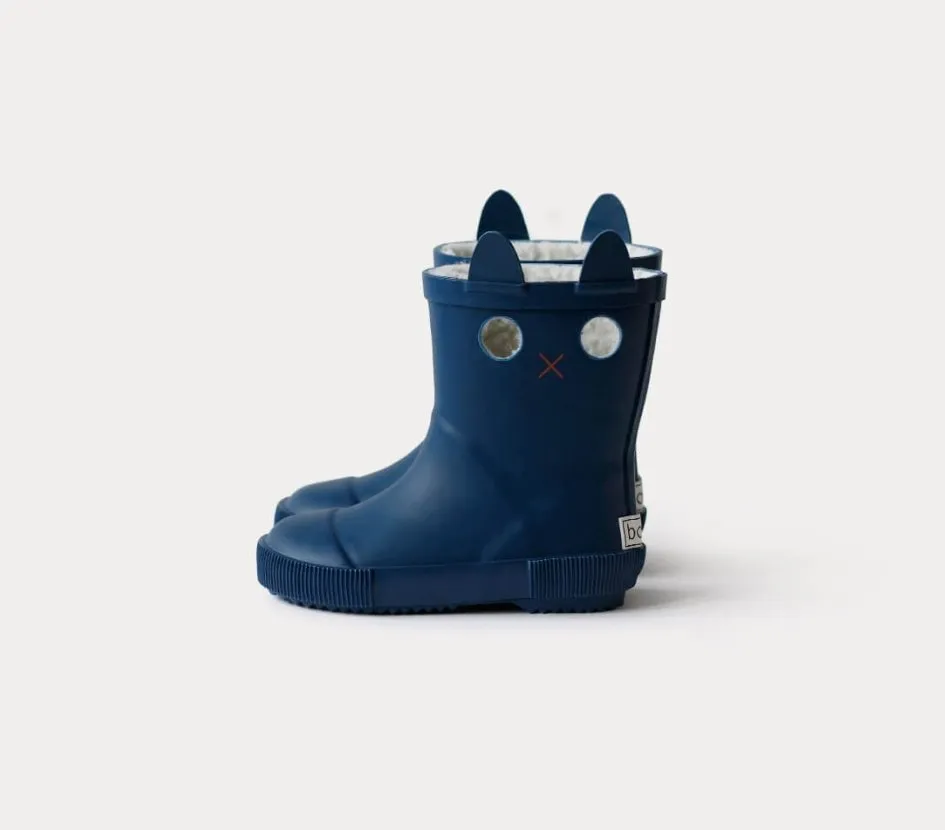 LookiCat Blue Rain Boots With Fur