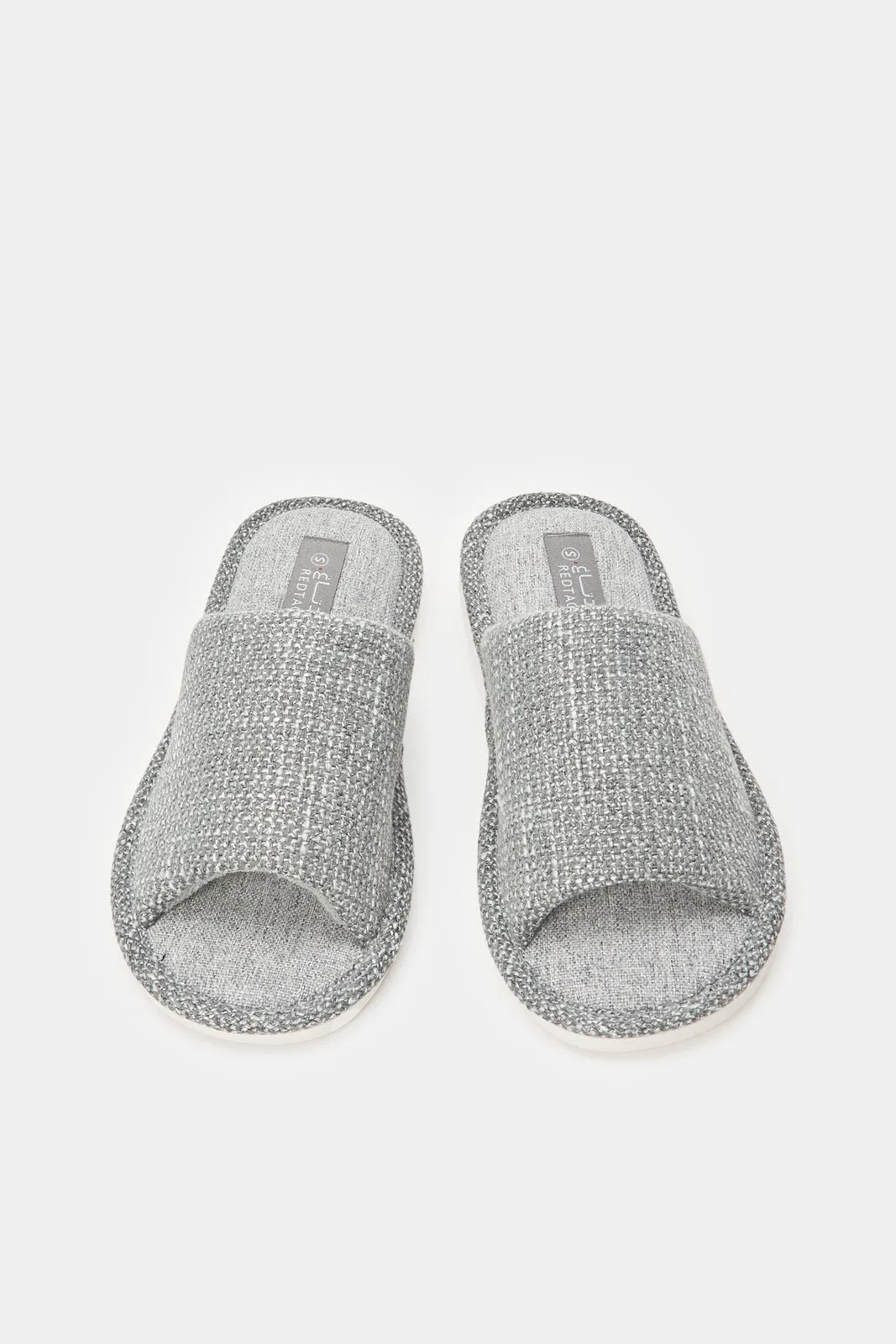 Men Grey Textured Slipper