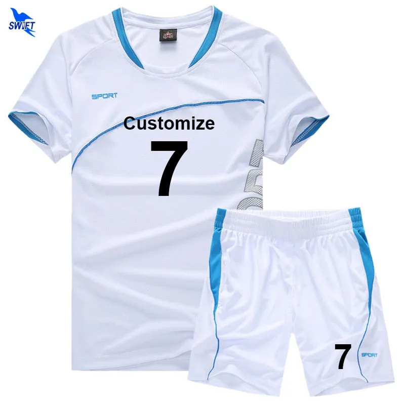 Mens Boys Football Jersey Suit team sport training soccer jersey set kids custom name number logo breathable short sleeve kits