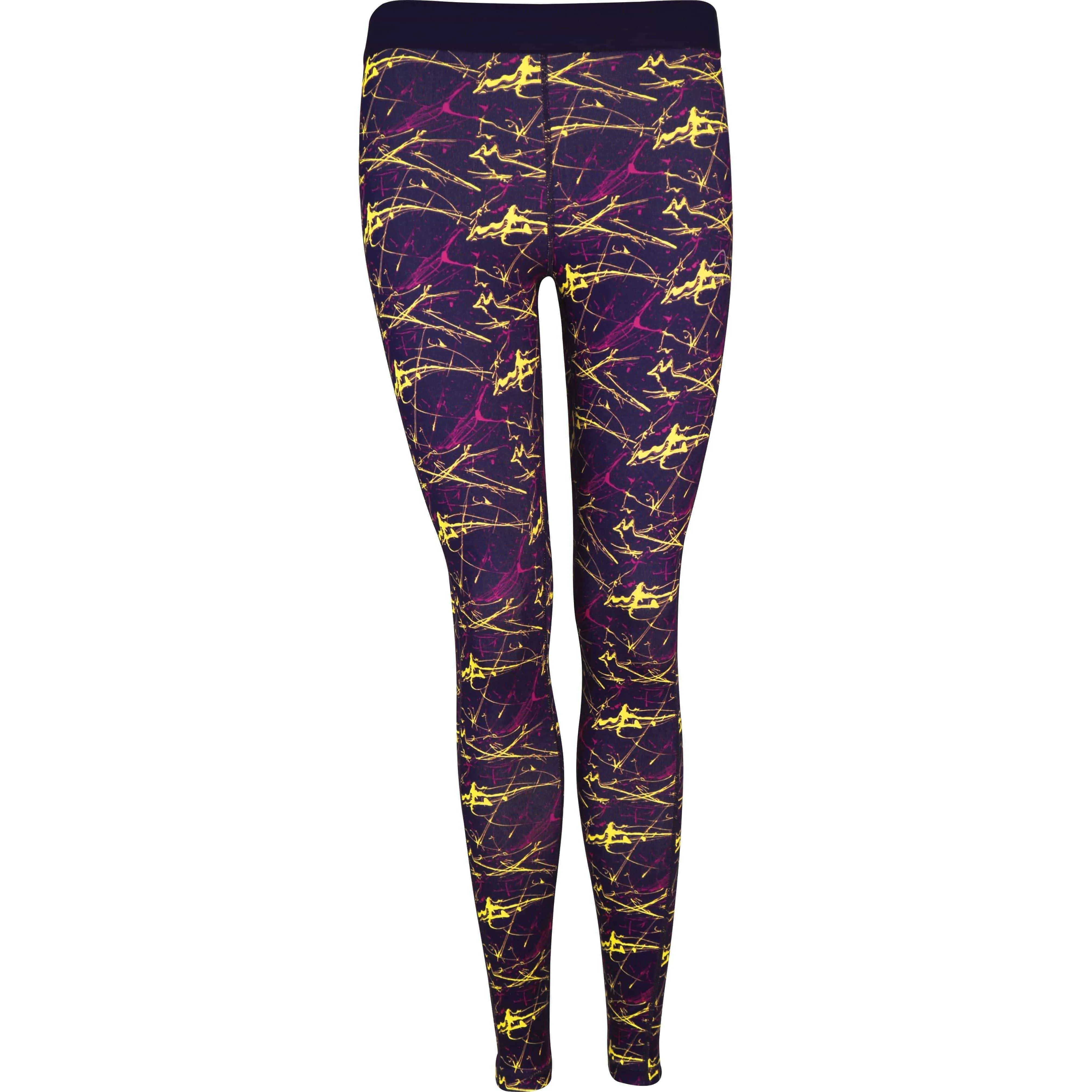 More Mile Go For It Printed Womens Long Running Tights - Purple