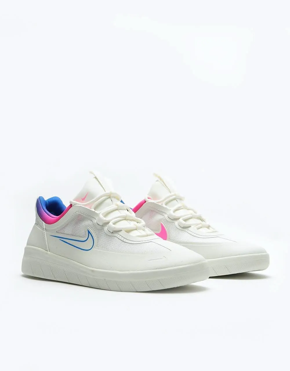 Nike SB Nyjah Free 2.0 T Skate Shoes - Summit White/Racer Blue-Pink Bl