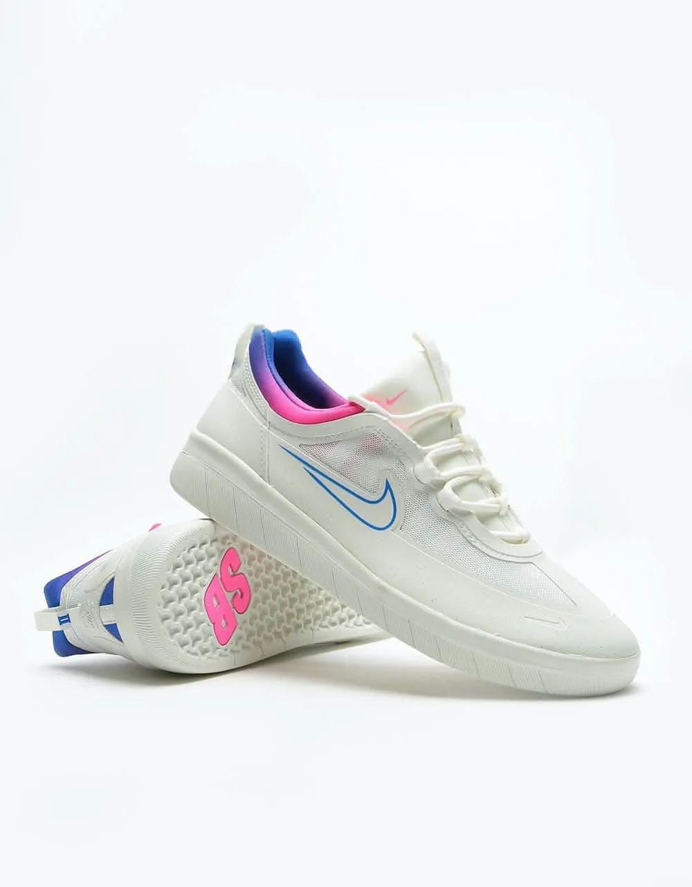 Nike SB Nyjah Free 2.0 T Skate Shoes - Summit White/Racer Blue-Pink Bl