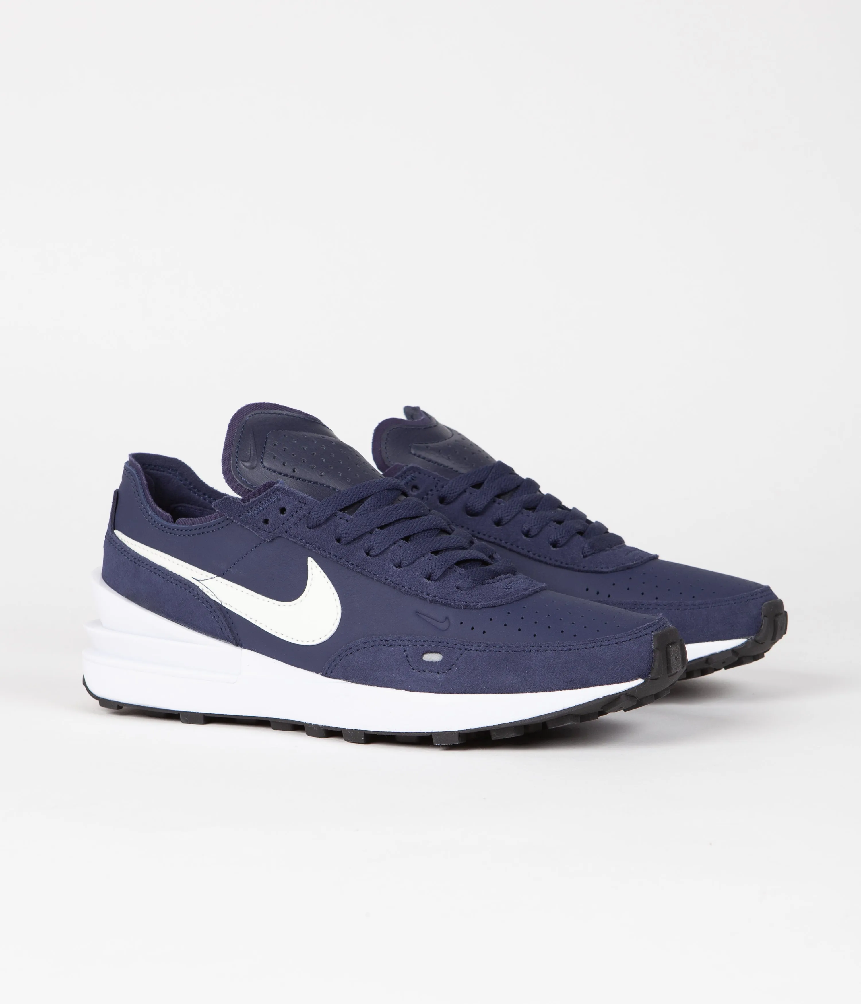 Nike Waffle One Leather Shoes - Midnight Navy / Sail - White - Midnight Navy