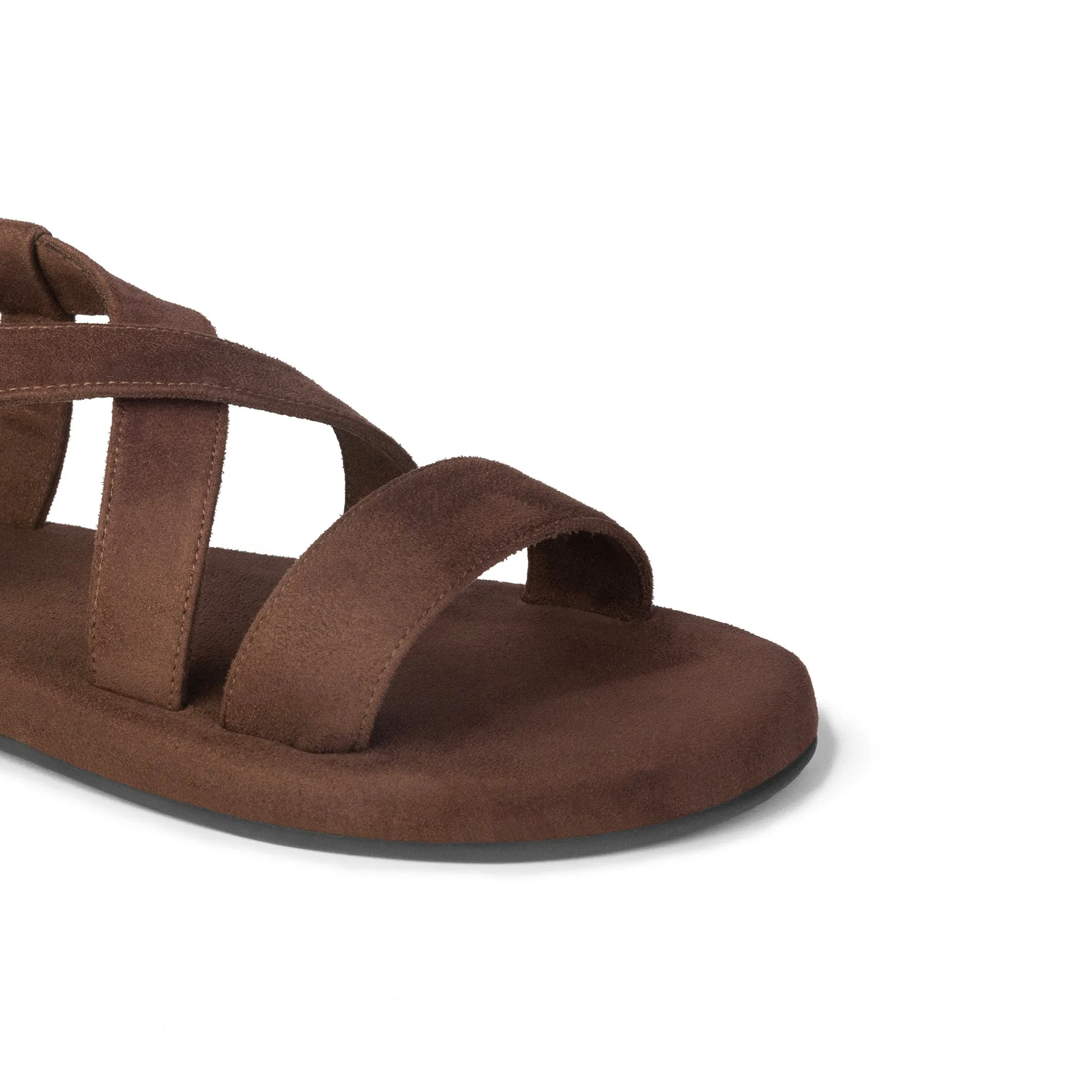 Paaduks Calor Luxe - Crossover Vegan Suede Brown Sandals