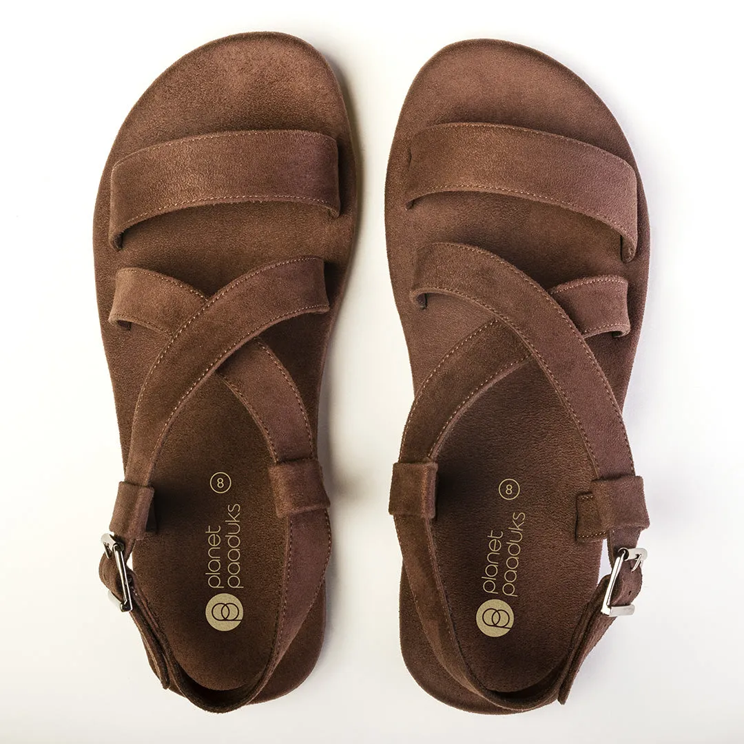 Paaduks Calor Luxe - Crossover Vegan Suede Brown Sandals