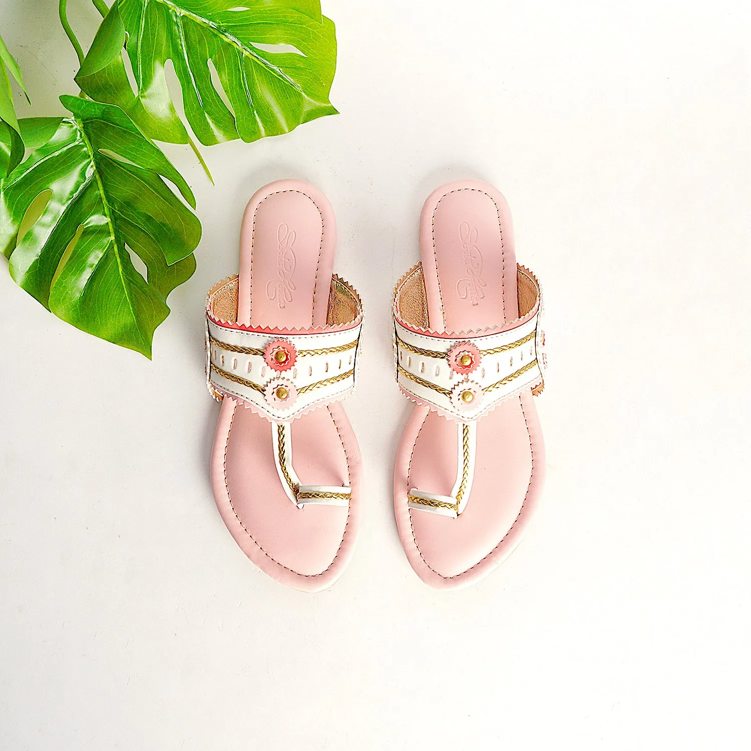 Pastel Pink Kolapuri Flats