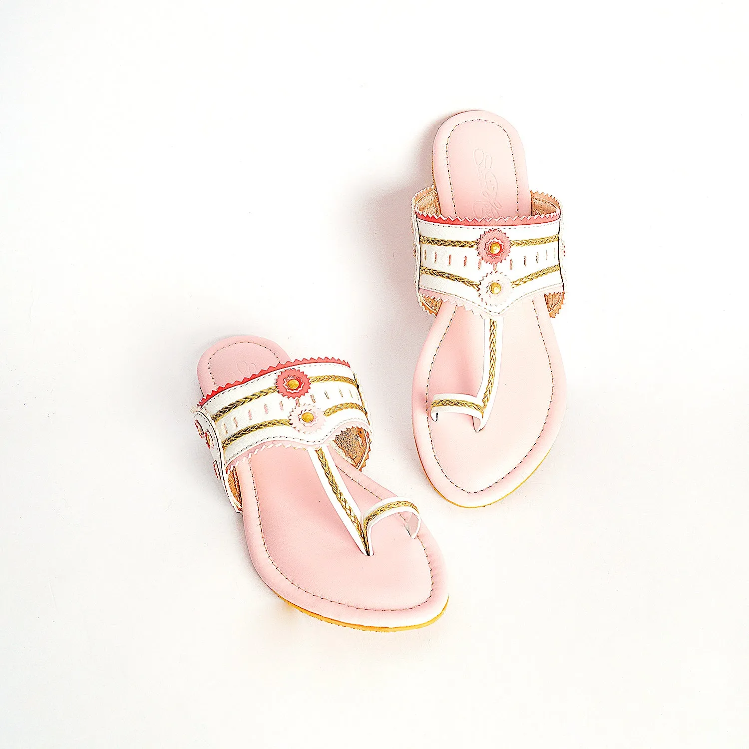 Pastel Pink Kolapuri Flats