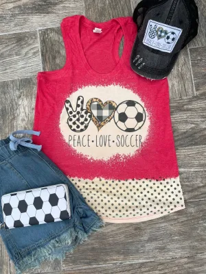 Peace Love Soccer Polka Dot Tank