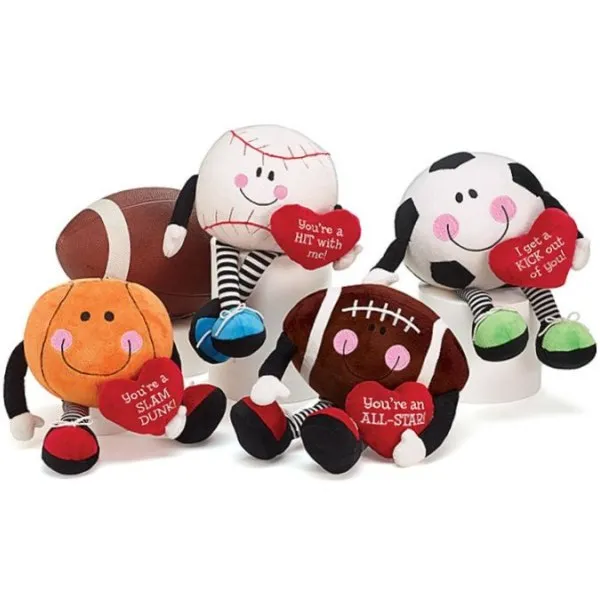 Plush Valentine Sports Balls with Dangle Legs