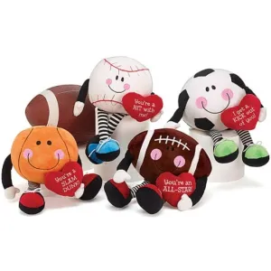 Plush Valentine Sports Balls with Dangle Legs