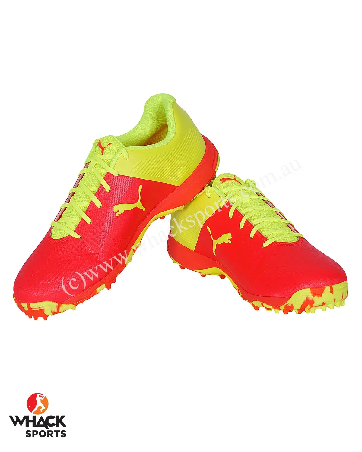 Puma 19 FH - Rubber Cricket Shoes - Red Blast/Yellow Alert