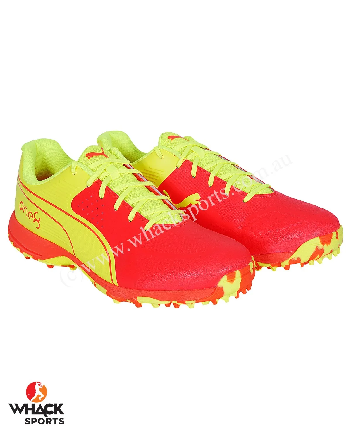 Puma 19 FH - Rubber Cricket Shoes - Red Blast/Yellow Alert