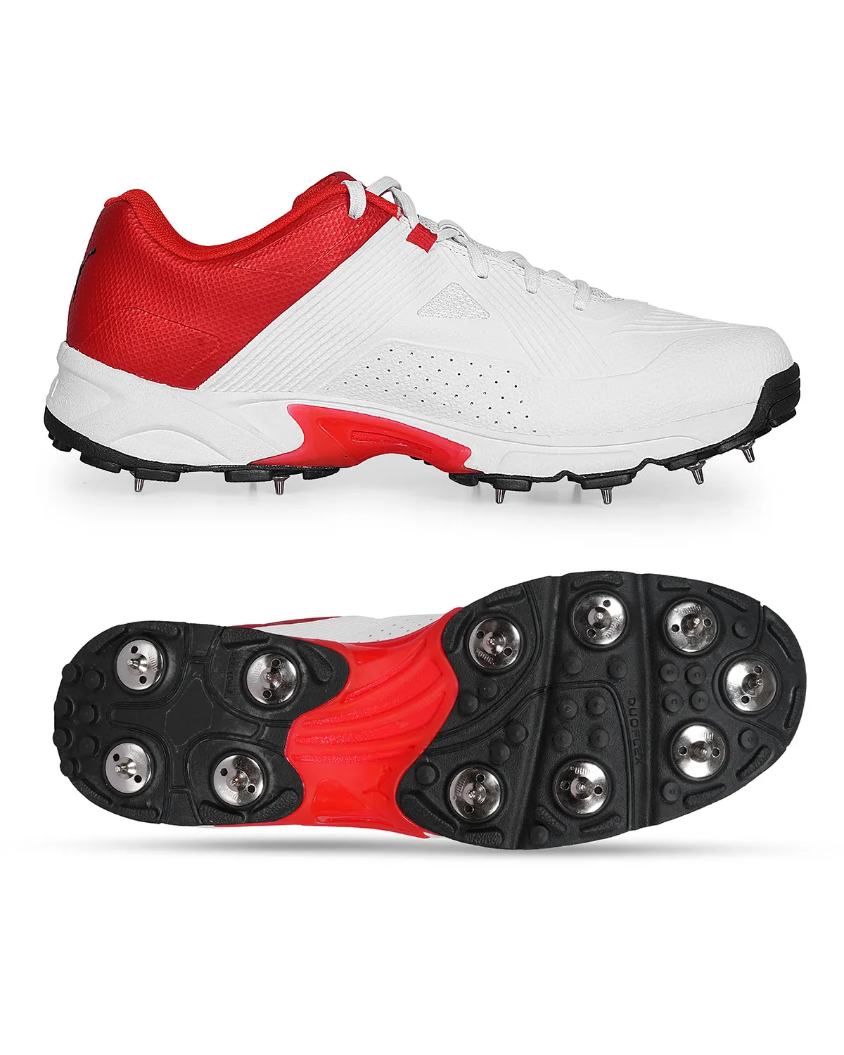 Puma 19.1 Cricket Shoes - Steel Spikes - White Black High Risk Red