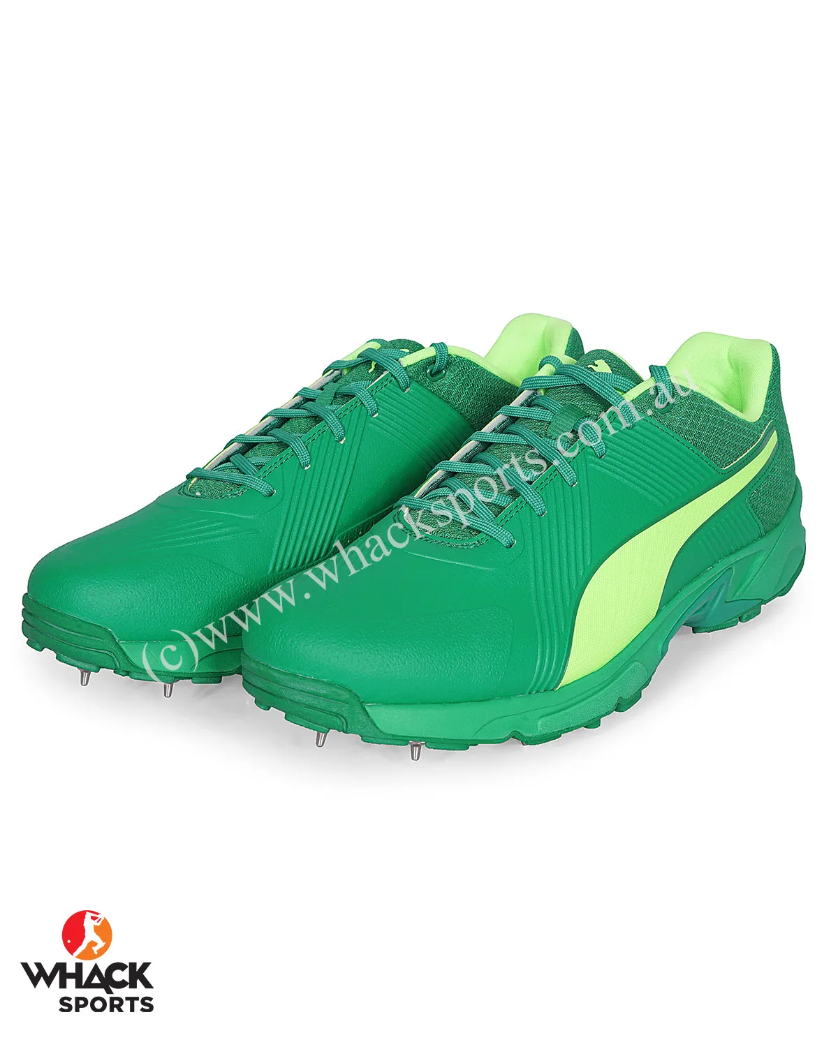 Puma 19.2 Cricket Shoes - Steel Spikes - Amazon Green-Green Glare