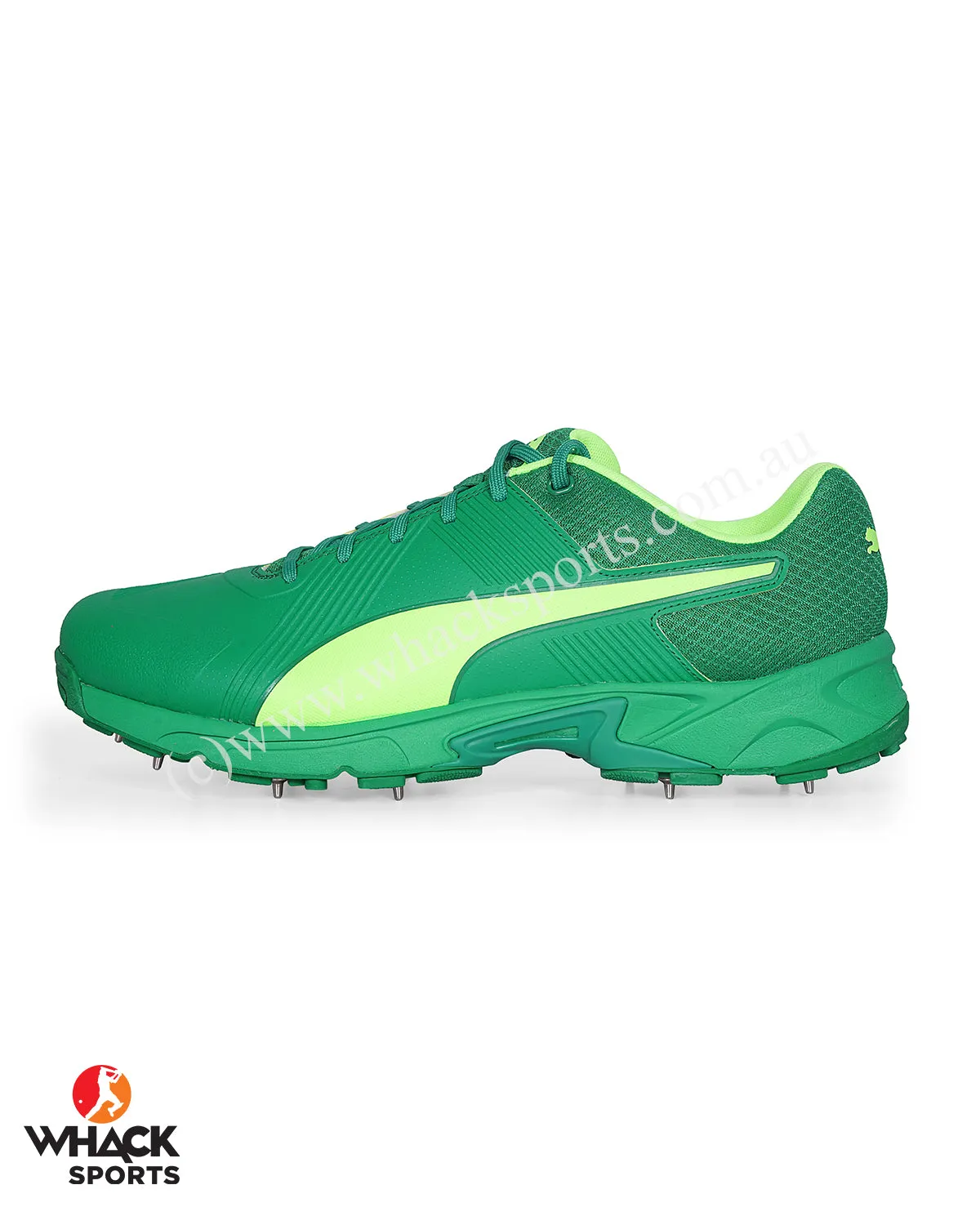 Puma 19.2 Cricket Shoes - Steel Spikes - Amazon Green-Green Glare