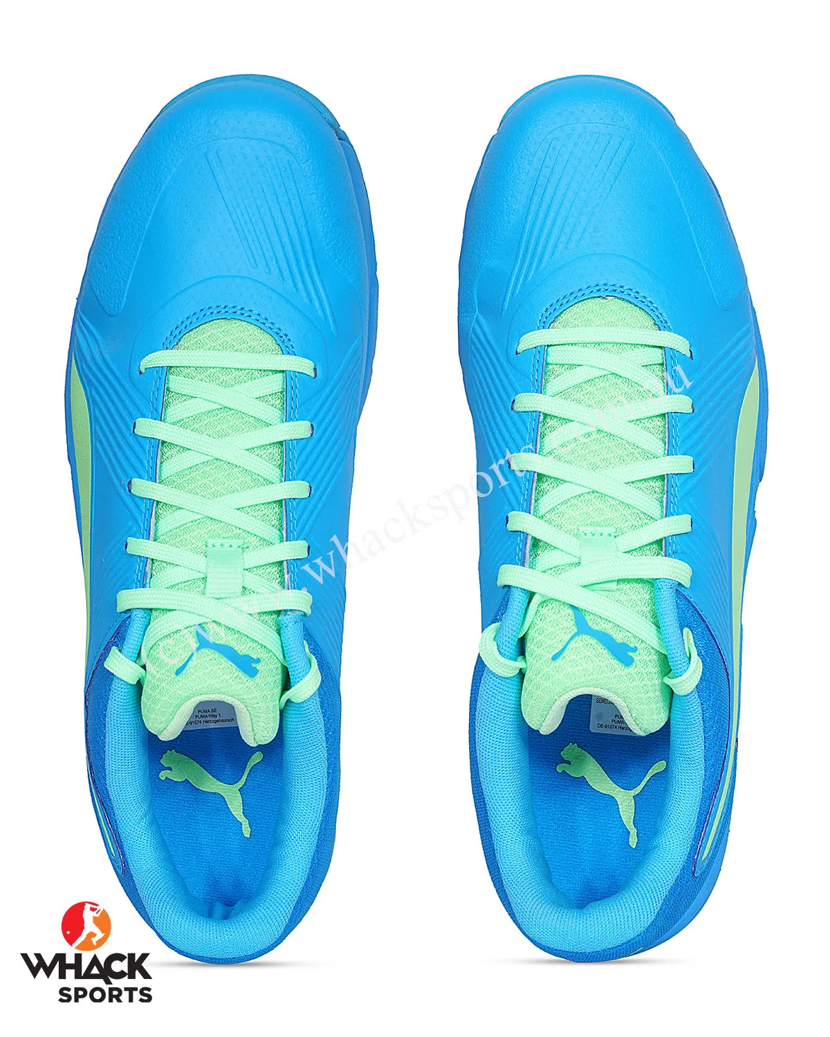 Puma 19.2 Cricket Shoes - Steel Spikes - Elektro Green Nrgy Blue