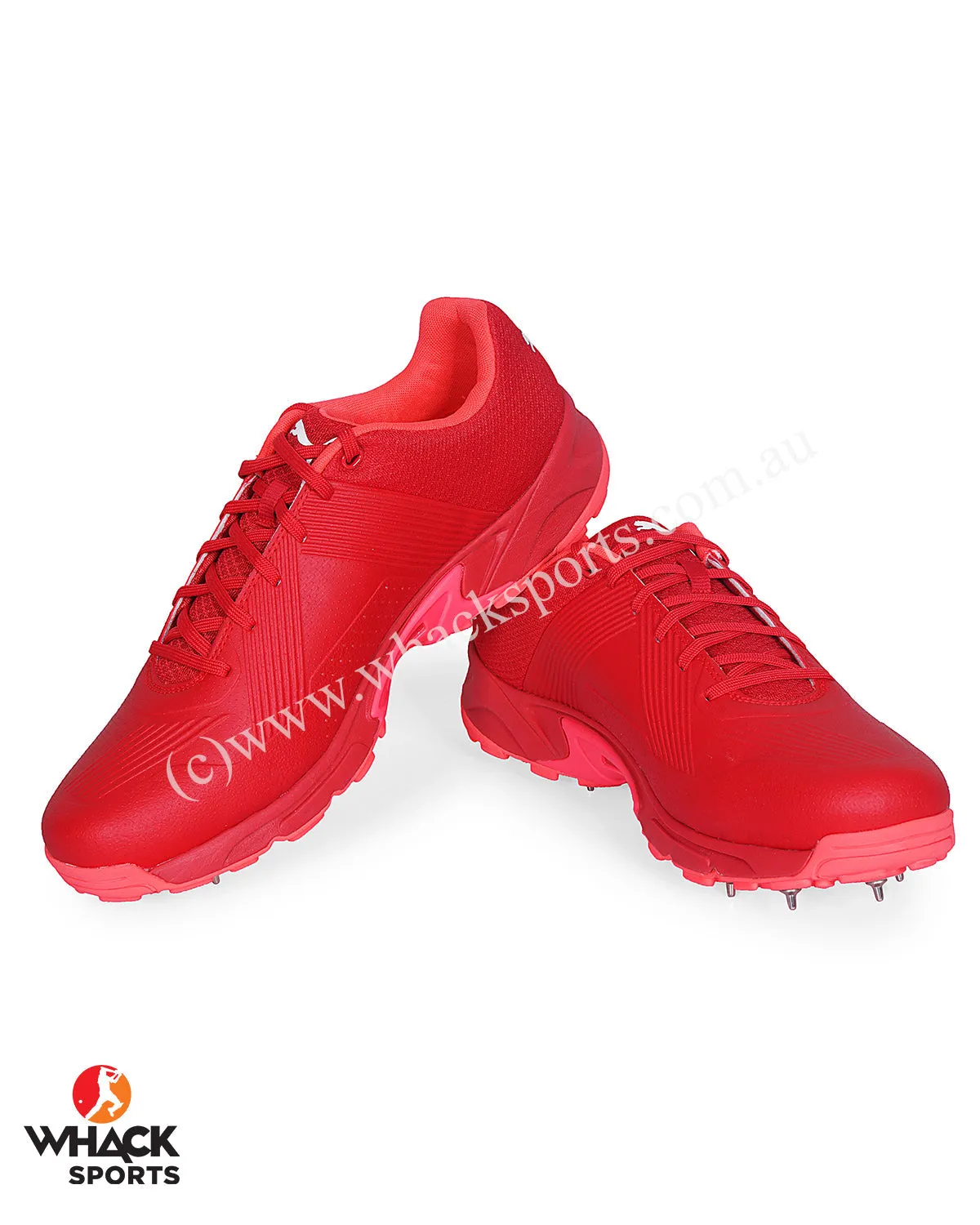 Puma 19.2 Cricket Shoes - Steel Spikes - Urban Red Sunblaze White