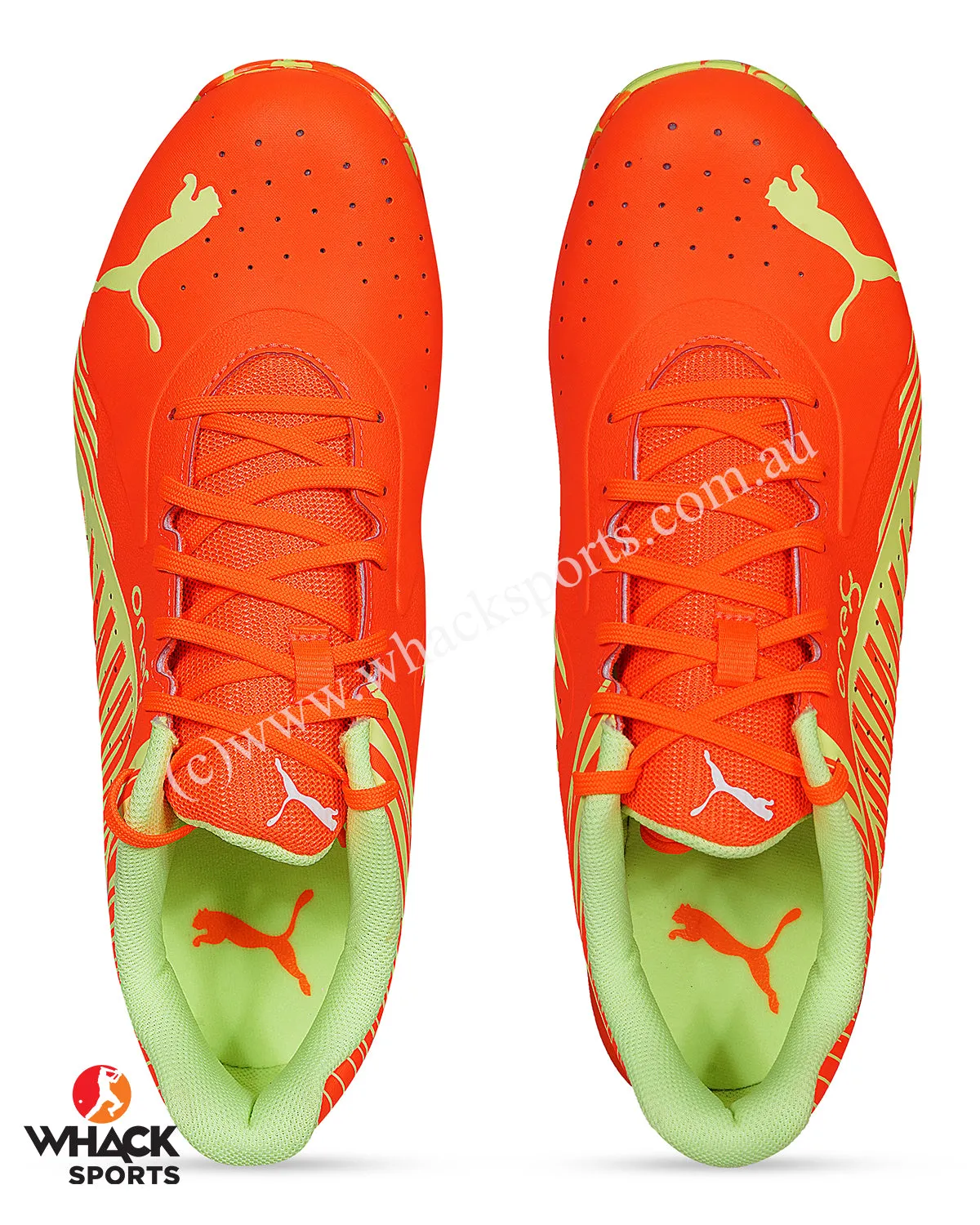 Puma 22 FH - Rubber Cricket Shoes - Ultra Orange - Fast Yellow