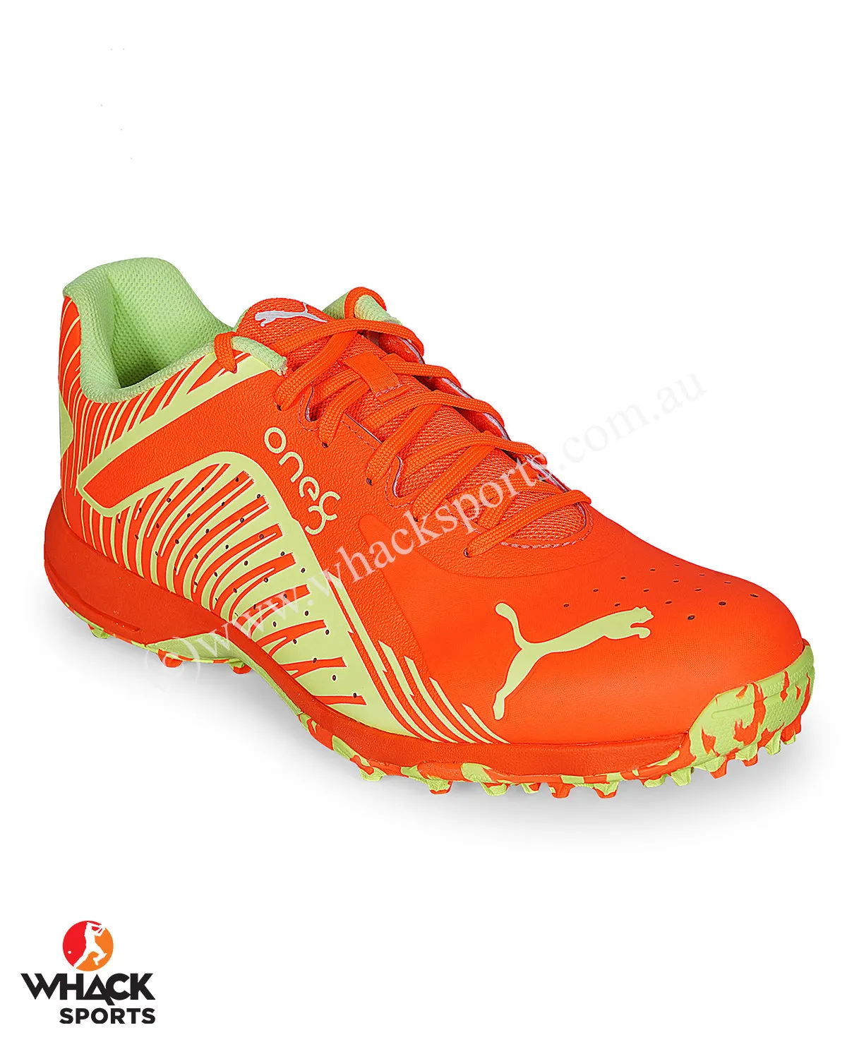 Puma 22 FH - Rubber Cricket Shoes - Ultra Orange - Fast Yellow