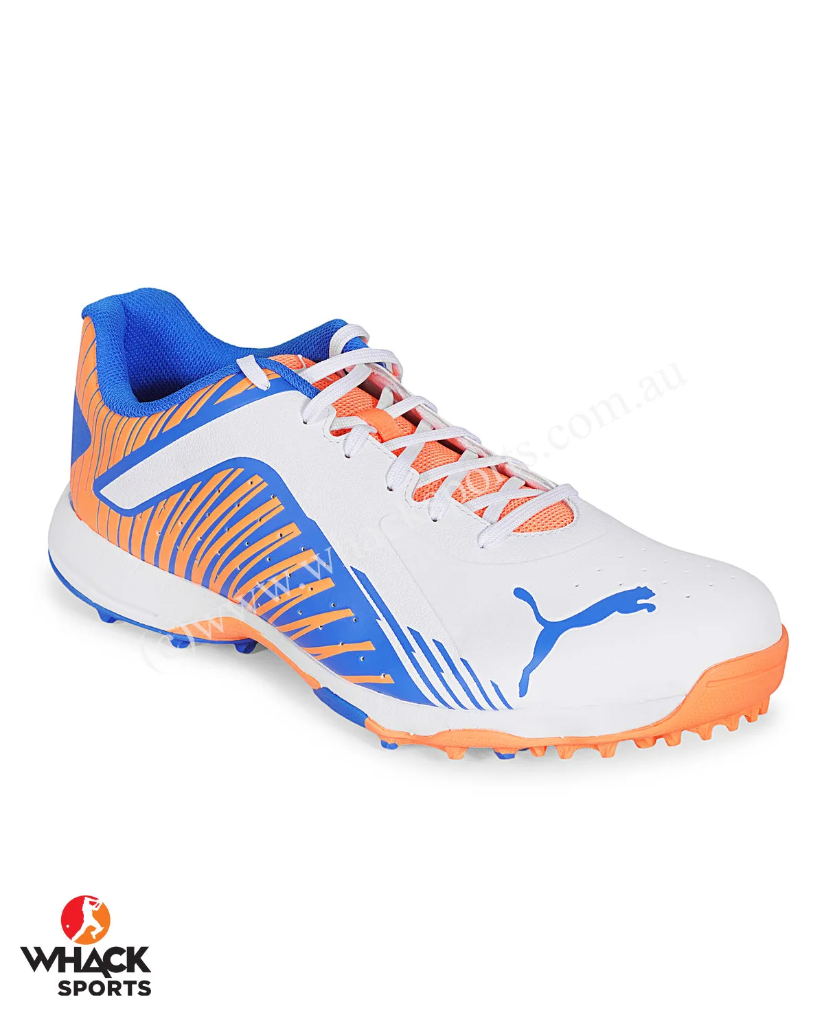 Puma 22 FH - Rubber Cricket Shoes - White Bluemazing Neon Citrus