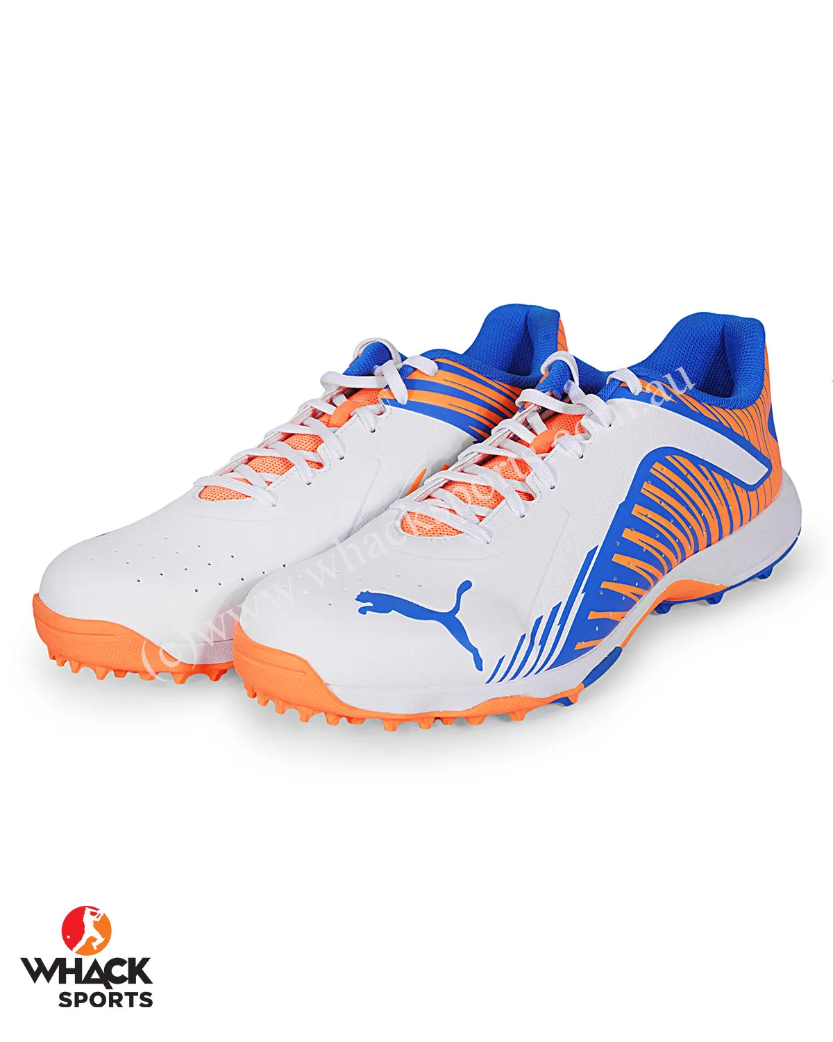 Puma 22 FH - Rubber Cricket Shoes - White Bluemazing Neon Citrus