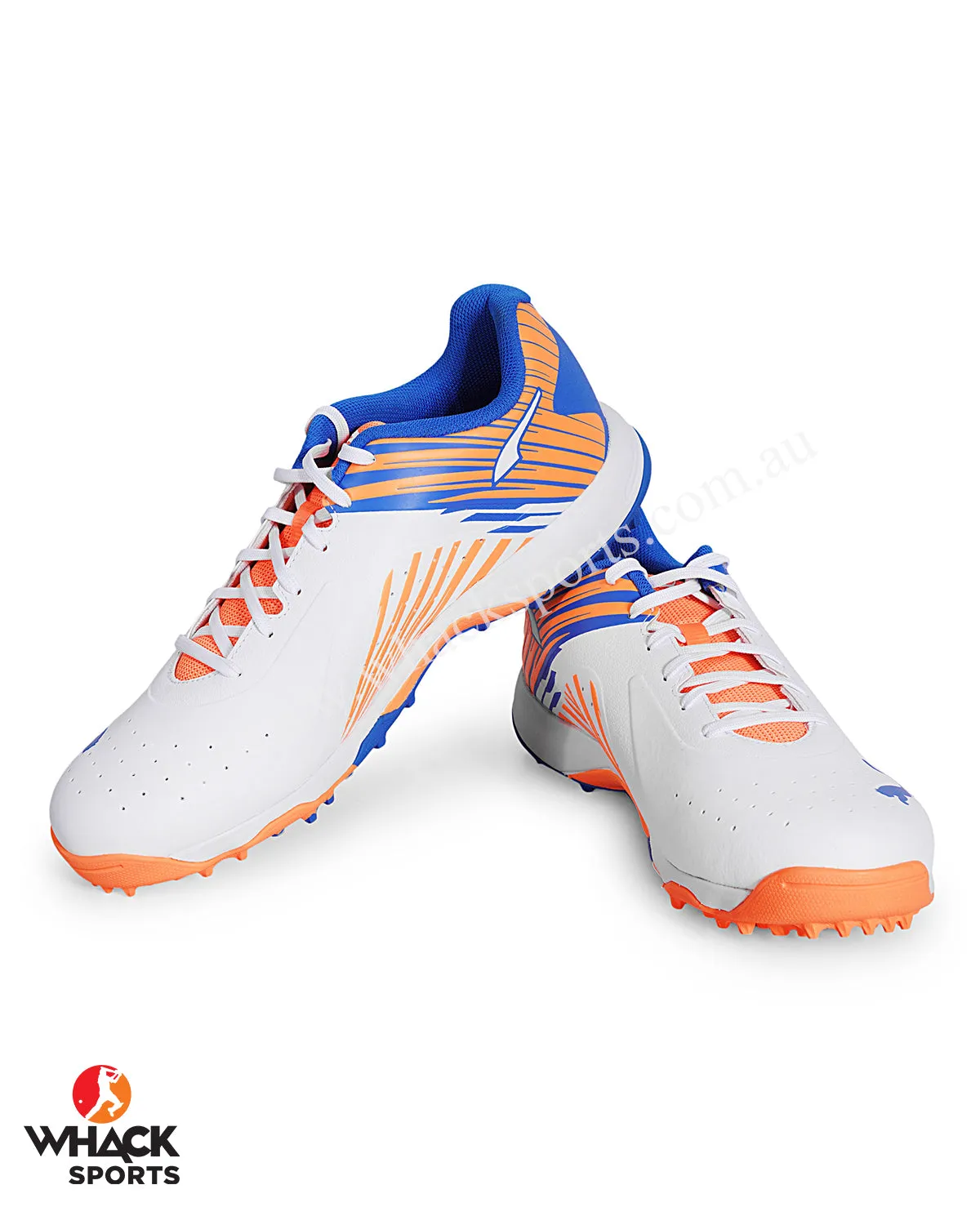 Puma 22 FH - Rubber Cricket Shoes - White Bluemazing Neon Citrus