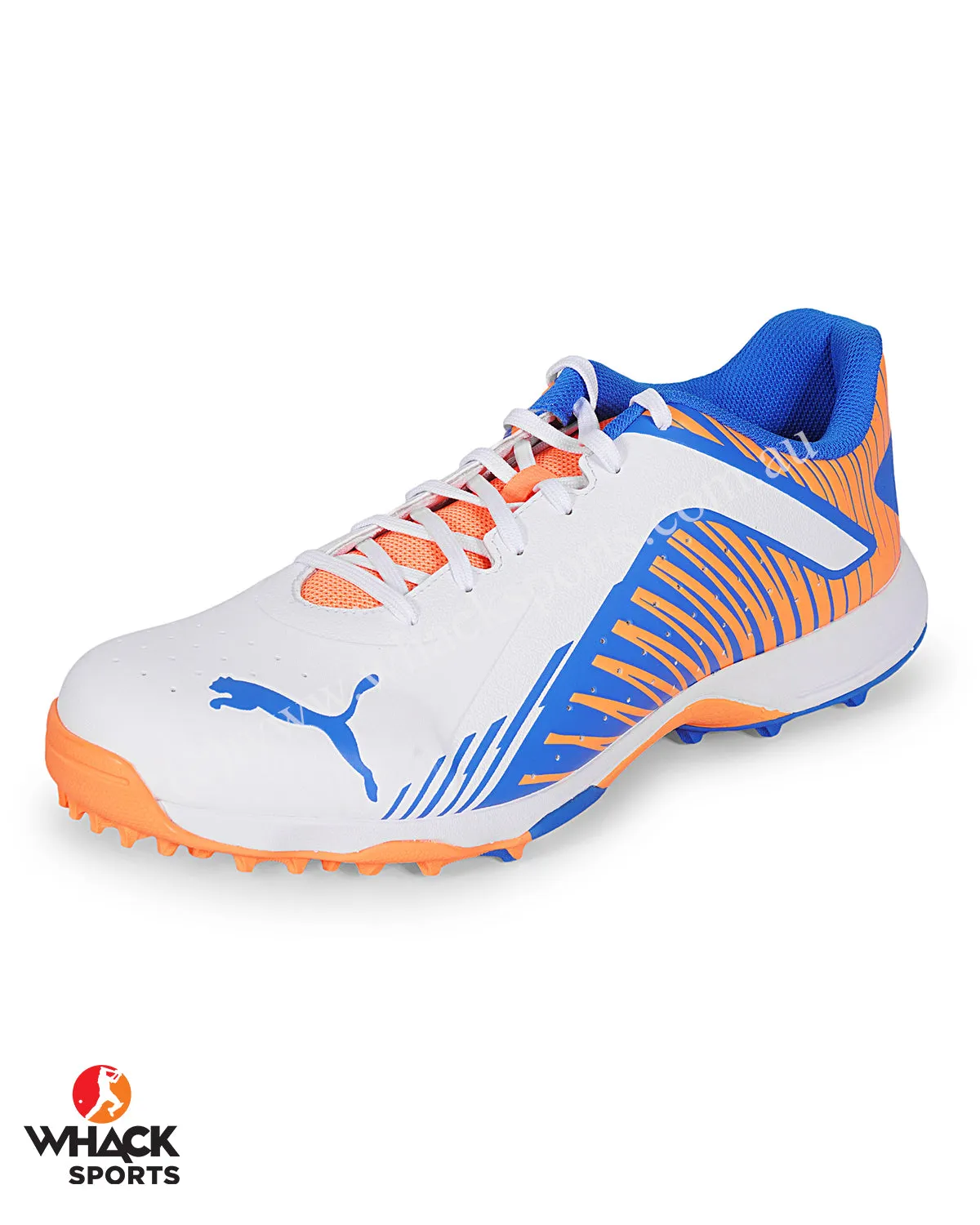 Puma 22 FH - Rubber Cricket Shoes - White Bluemazing Neon Citrus