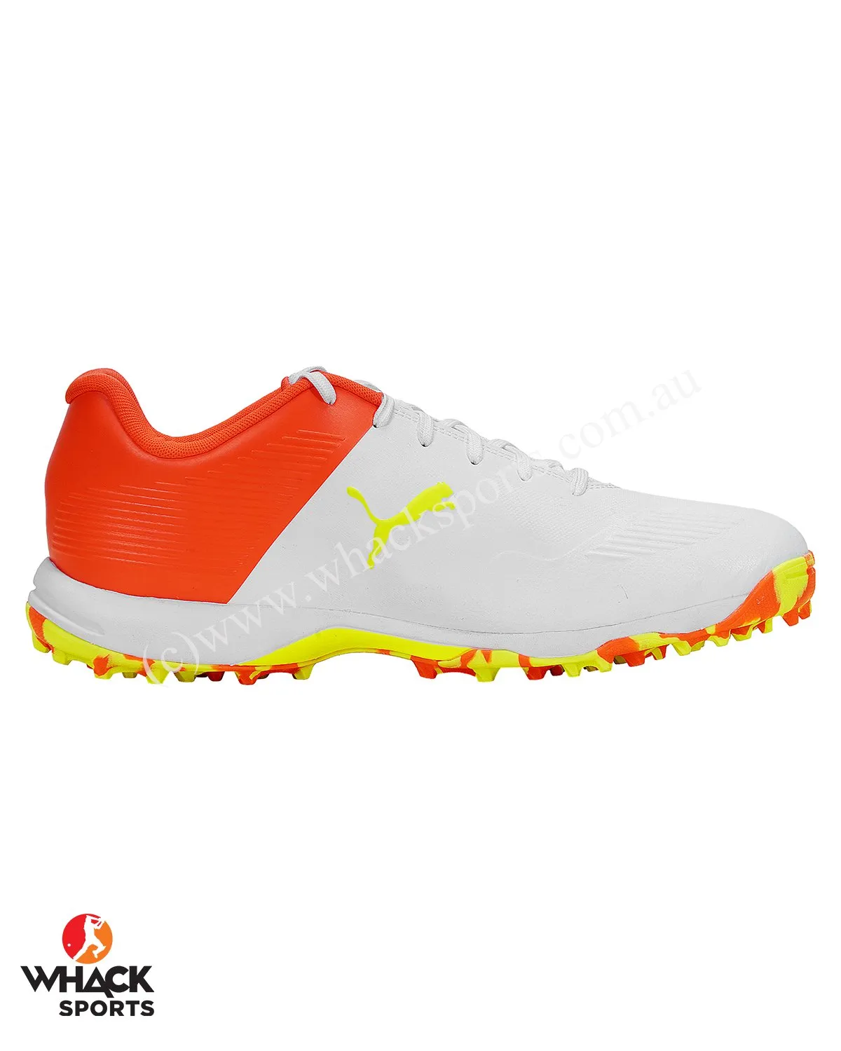 Puma FH 19 - Rubber Cricket Shoes - Red Blast/Yellow Alert/White