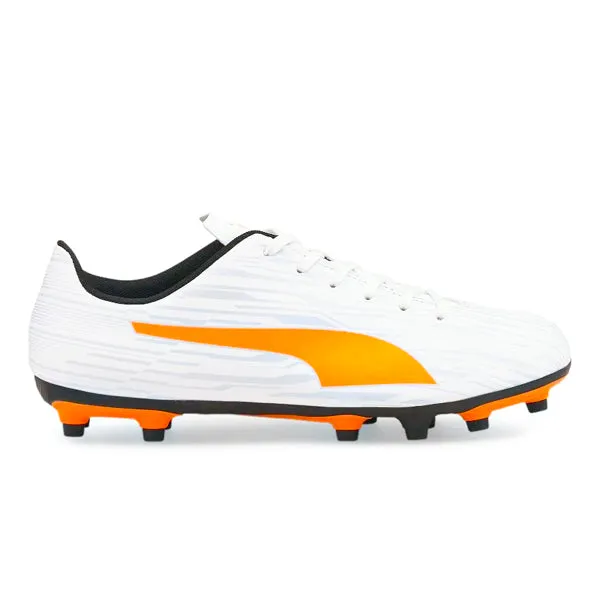 Puma Rapido III FG/AG Soccer Cleats (White/Neon Citrus/Artic Ice)