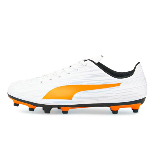 Puma Rapido III FG/AG Soccer Cleats (White/Neon Citrus/Artic Ice)