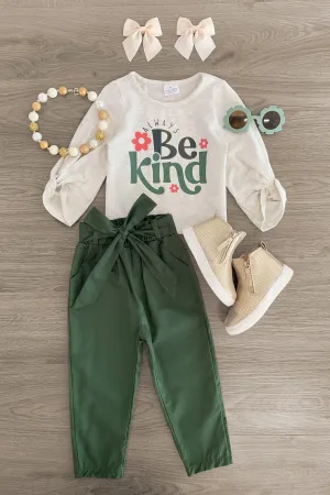 "Always Be Kind" Forest Green Pant Set