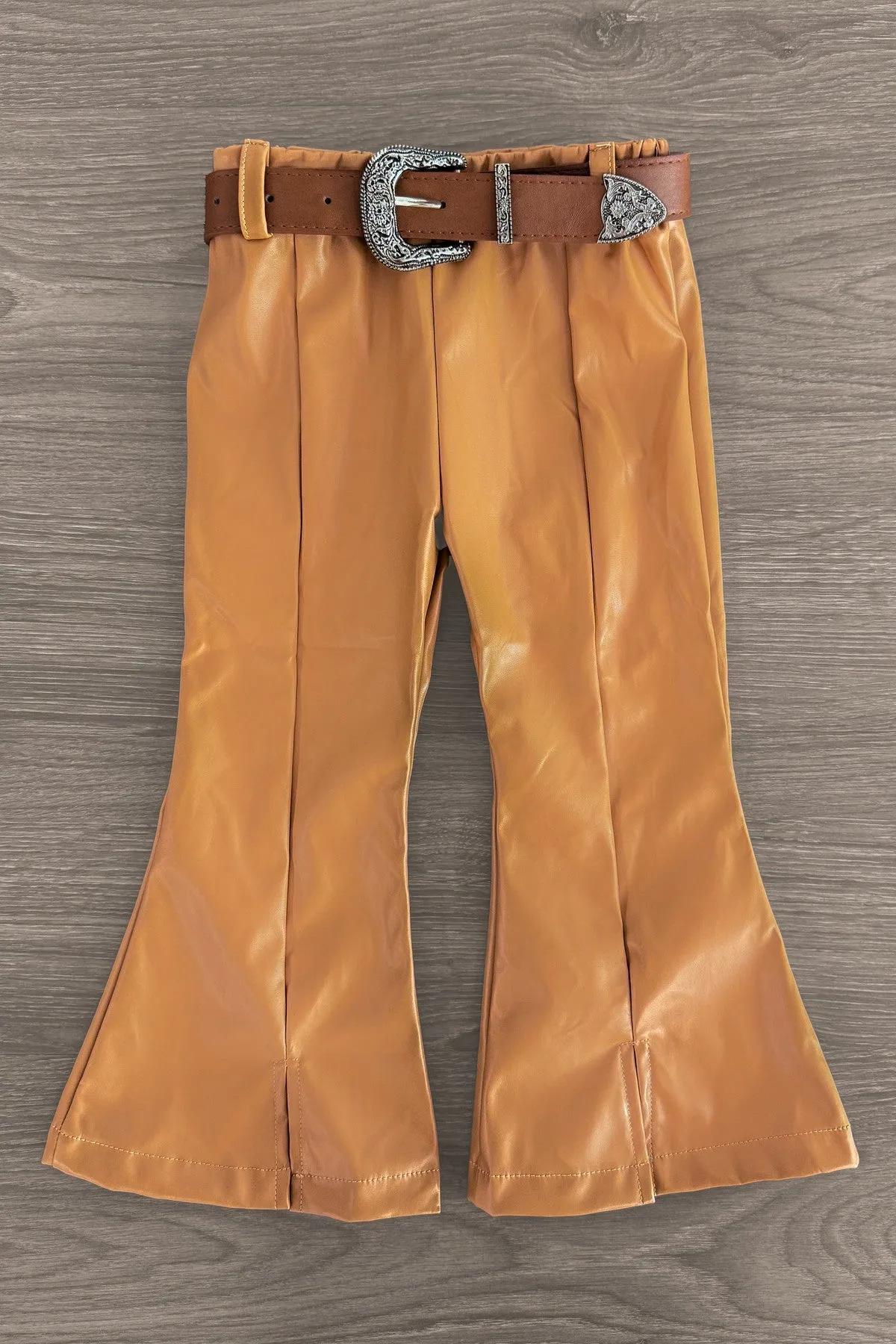 "Hello Darlin'" Tan Pleather Bell Bottom Set