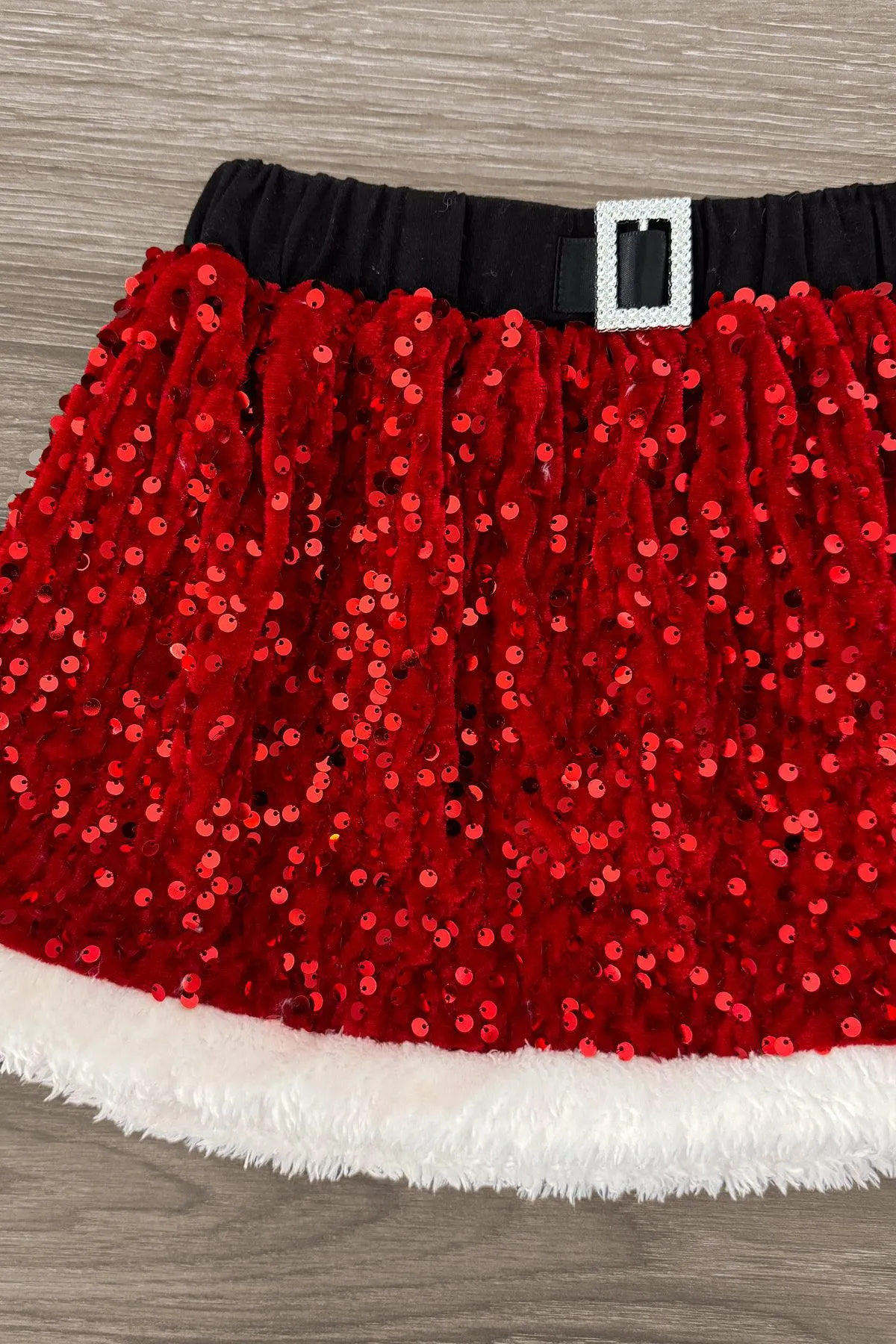 "Santa Baby" Red Velvet Sequin Skirt Set