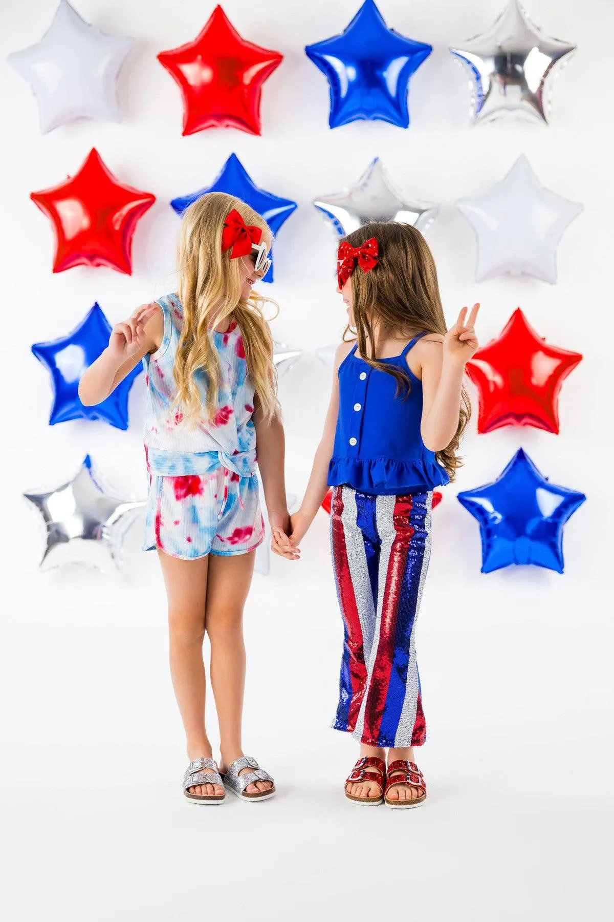 Red White & Blue Tie Dye Short Set