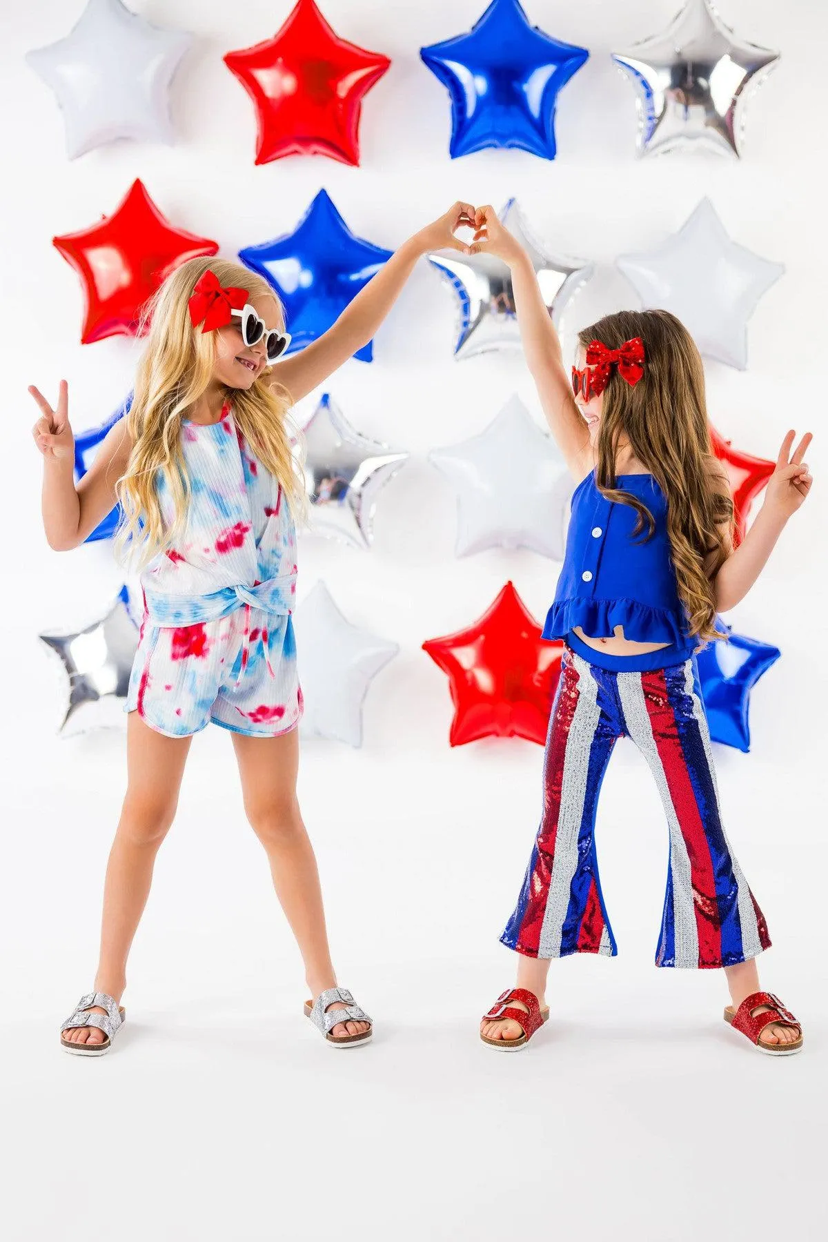 Red White & Blue Tie Dye Short Set