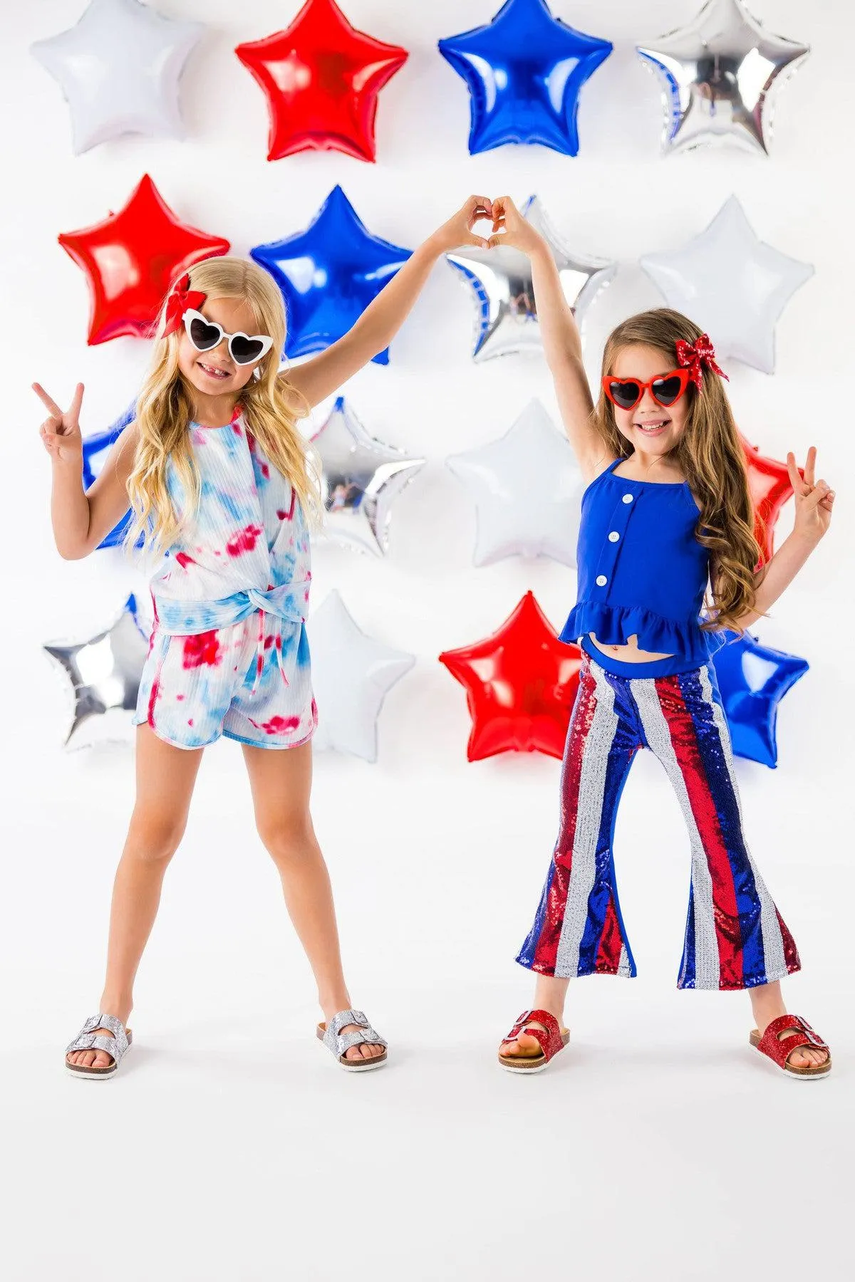 Red White & Blue Tie Dye Short Set